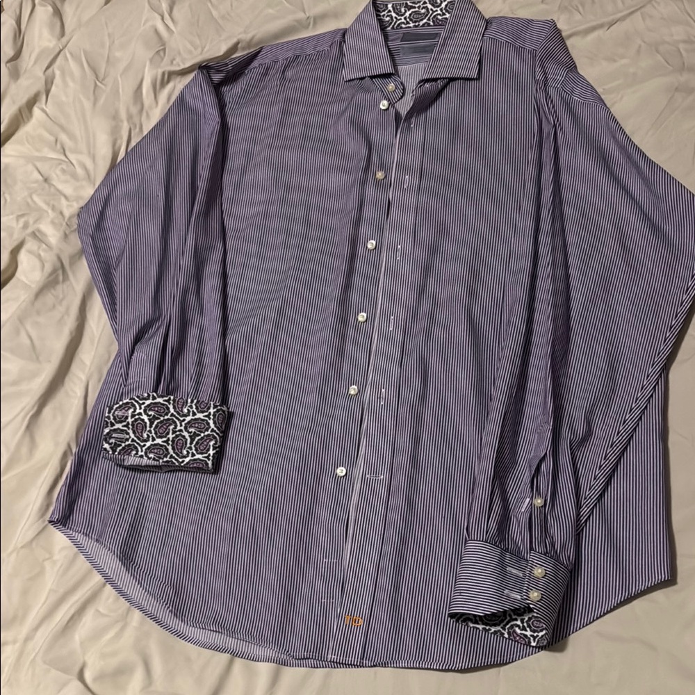 Thomas Dean Blue Dress Shirt Classic Design